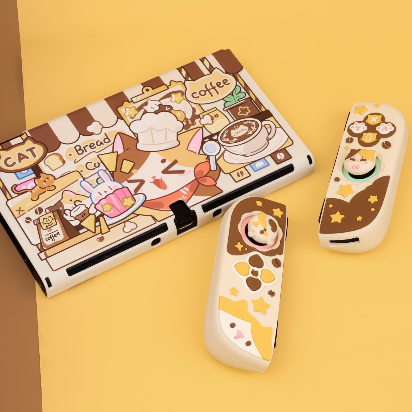 Silicone Protective Case for Switch OLED-Calico Cat | Come with 2 Thumb Grips|Dockable Protective Cover for Switch OLED