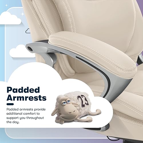 Miniatura 22 de Serta AIR Health and Wellness - Silla de oficina ejecutiva, respaldo alto, ergonómica grande y alta para soporte de madera, giratoria, cuero Negro