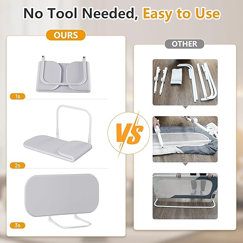 Miniatura 4 de Rieles de cama para niños pequeños para viajes, barandilla de cama portátil para cuna, camas individuales, queen, matrimonial, king, fácil de
