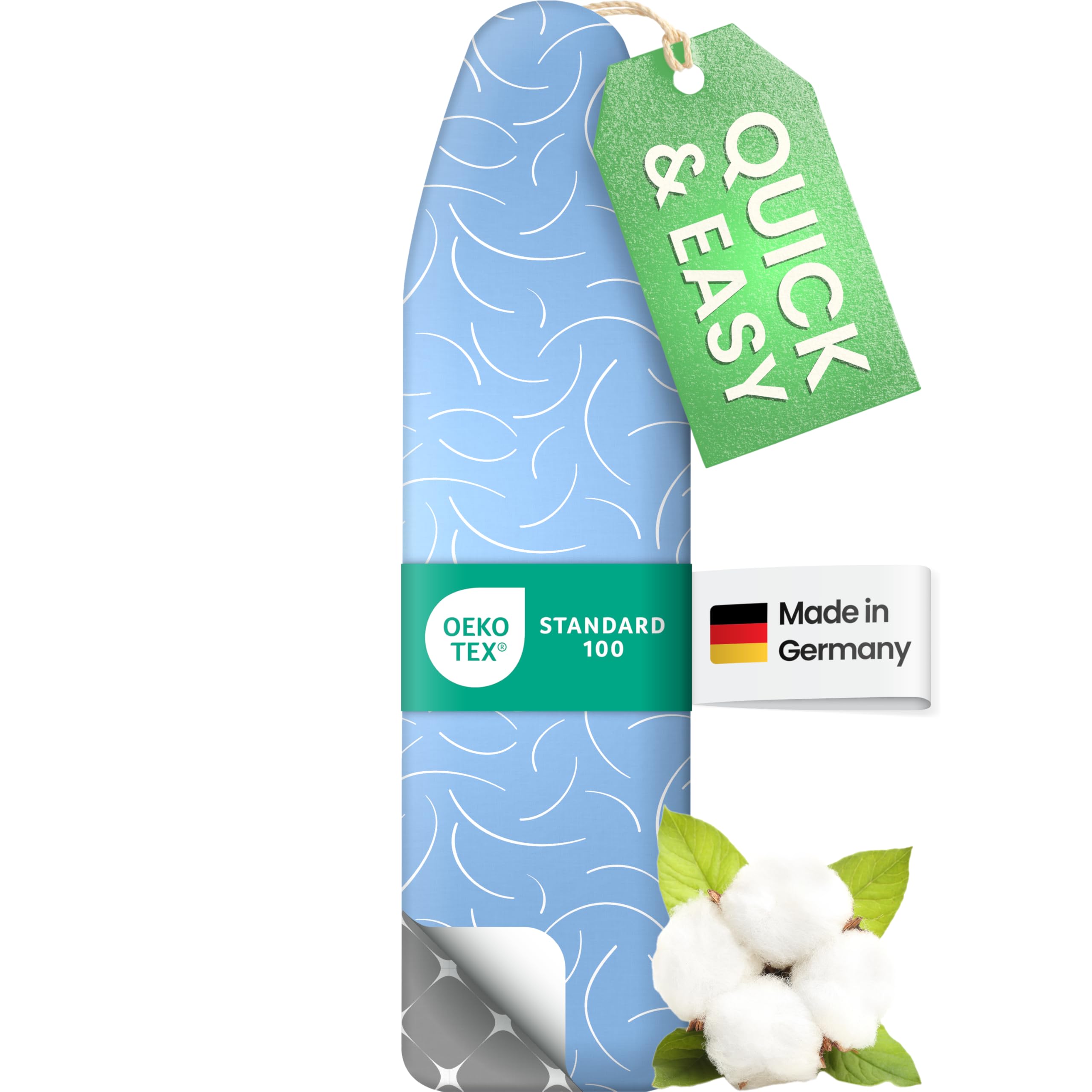 Simplysmooth Blue/White Premium Ironing Board Cover 110X30 | Oeko-Tex 100 | Made In Germany | Fits 108–115X30–45 Cm Boards | Steam Station Compatible | Size S