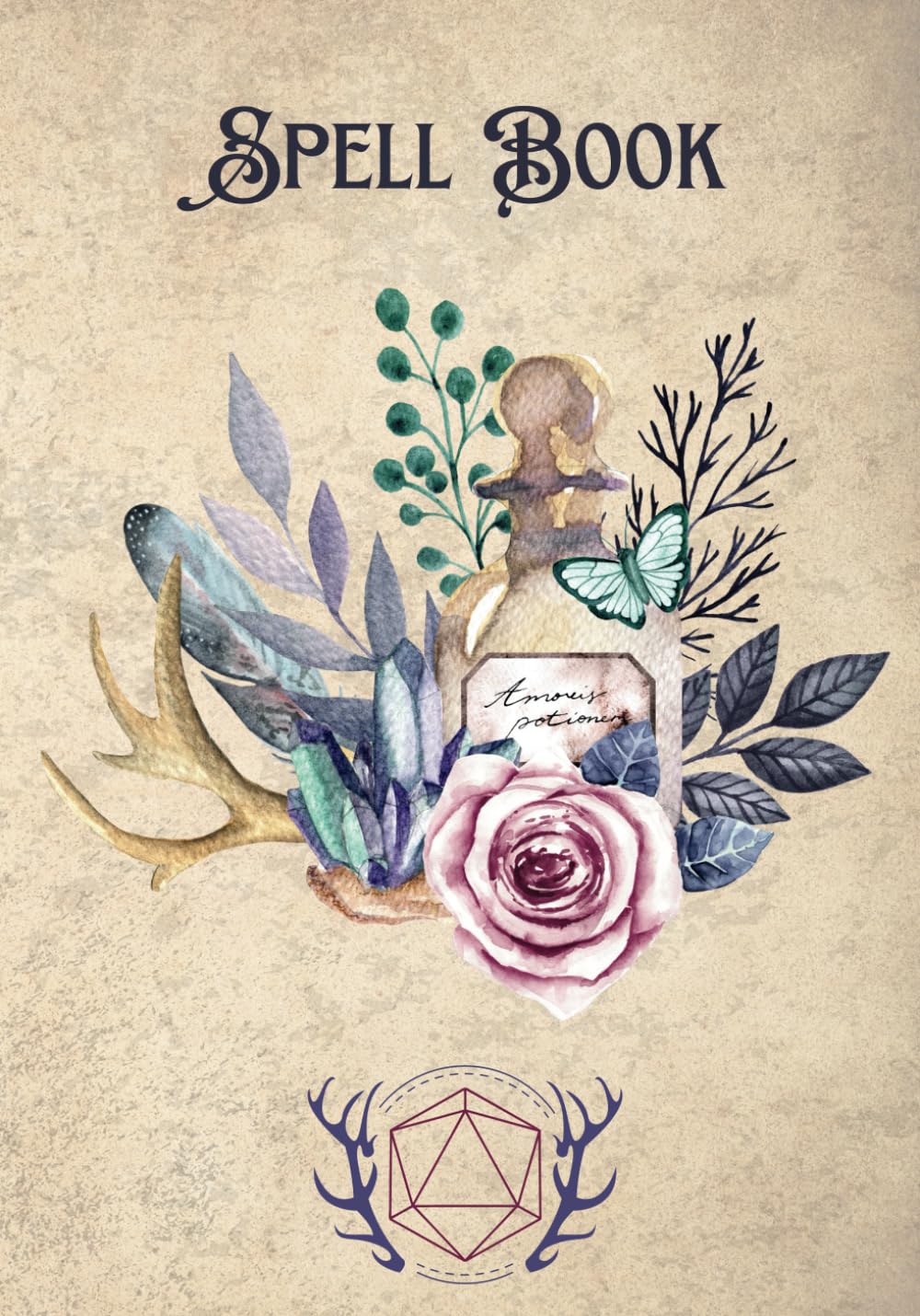 Independently published D&D Character Journal: Floral Spell Book: 6 Sets of Character Sheets, Mix Pages for Notes and Drawings (lined and graph), and more