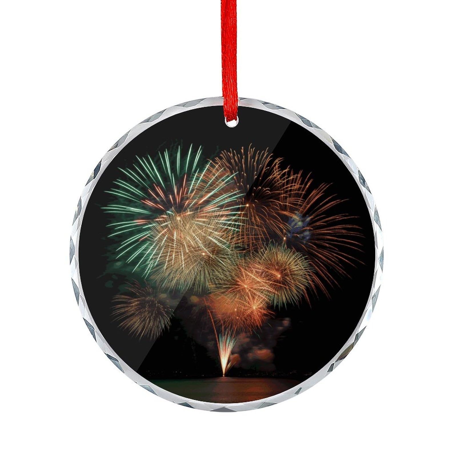 Fodpand Women's Style Fireworks Round Glass Ornament Keepsake Gift Exchange Ideas Car Decor,Christmas Ornaments For Tree Window Garden Ornaments