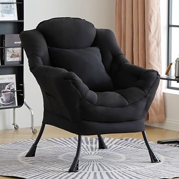 Lazy Chair, Comfy Reading Chair for Bedroom,Black