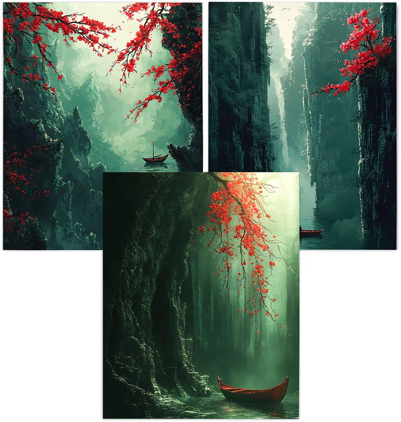 Generico Cnyaunfi 3 Pezzi Paesaggio Pittura Diamante Fai-Da-Te, 5D Verde Diamond Painting Kit Completo per Hobby Creativi Adulti, Per La Decorazione Della Parete Di Casa 70x90cm YF-3349