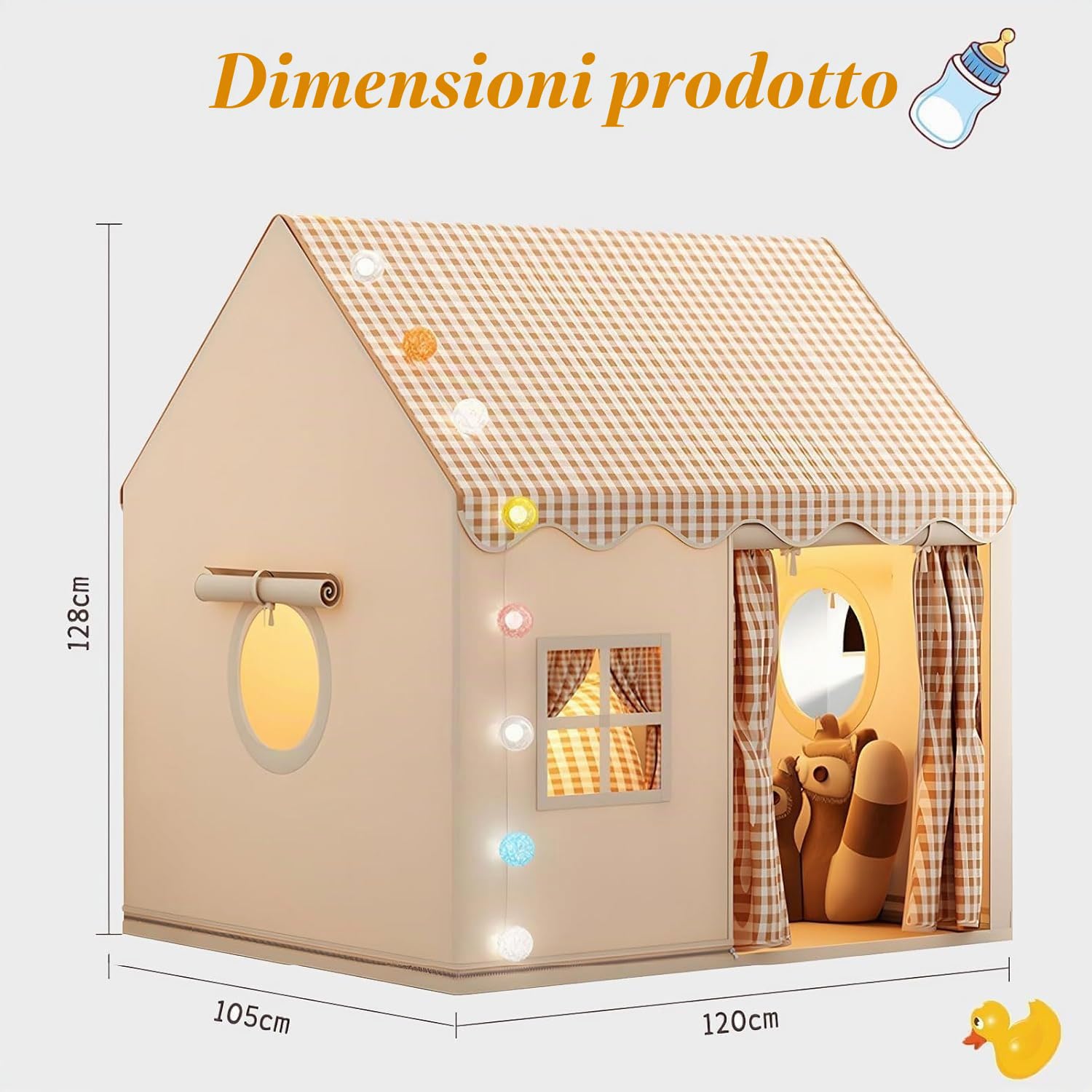 Tenda da Gioco per Bambini, Tenda Casetta da Gioco con Finestre, Interni Tenda da Gioco Castello da Principessa per ragazzi e ragazze, castelli da gioco, Casetta Tenda Regalo per Ragazzi e Ragazze