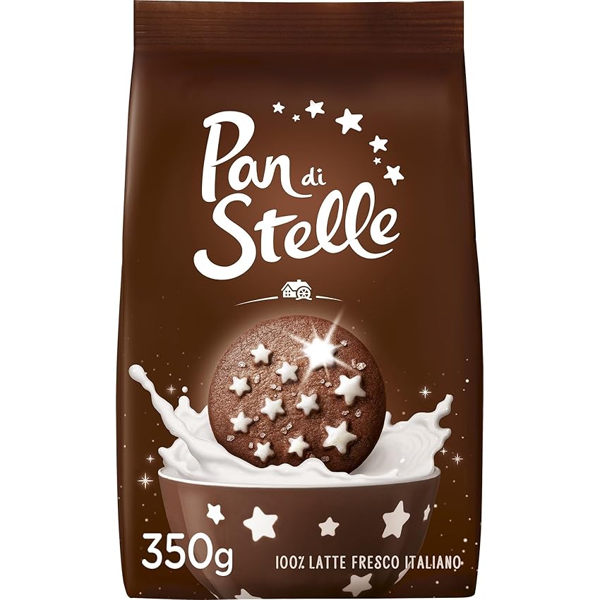 Pan di Stelle Biscotti Frollini con Cacao, Cioccolato e Latte Fresco Italiano, Colazione Ricca di Gusto, 350 g