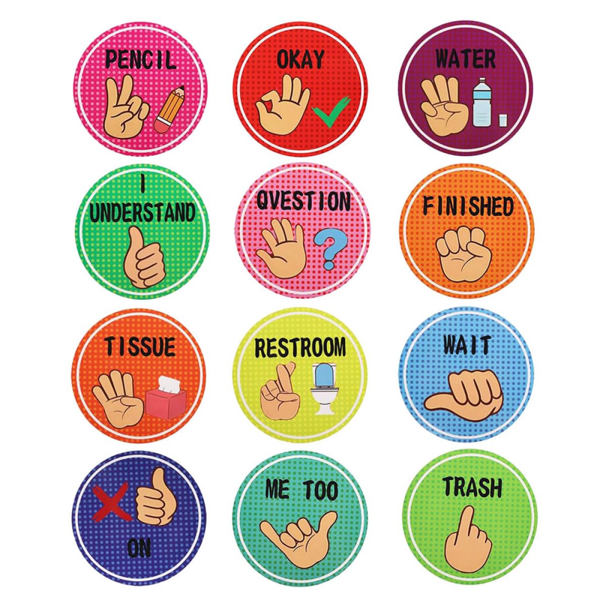 GRIRIW 1Set Classroom Hand Signal Posters for Teachers and Students Visual Cues for Nonverbal Communication Kindergarten and Elementary School Decor Educational Signal