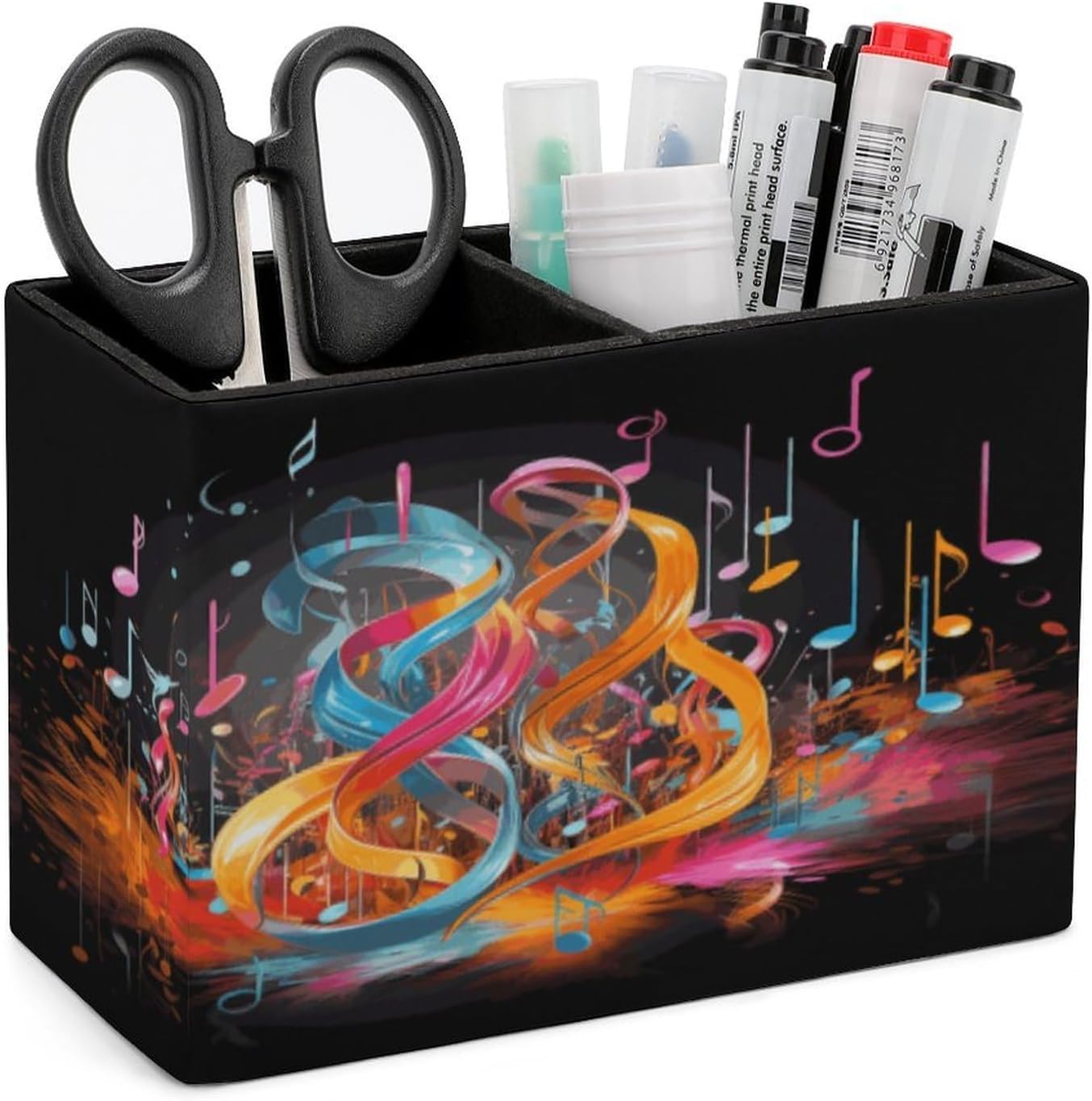Colorful Musical Note Pen Holder with 2 Slots for Desk Storage