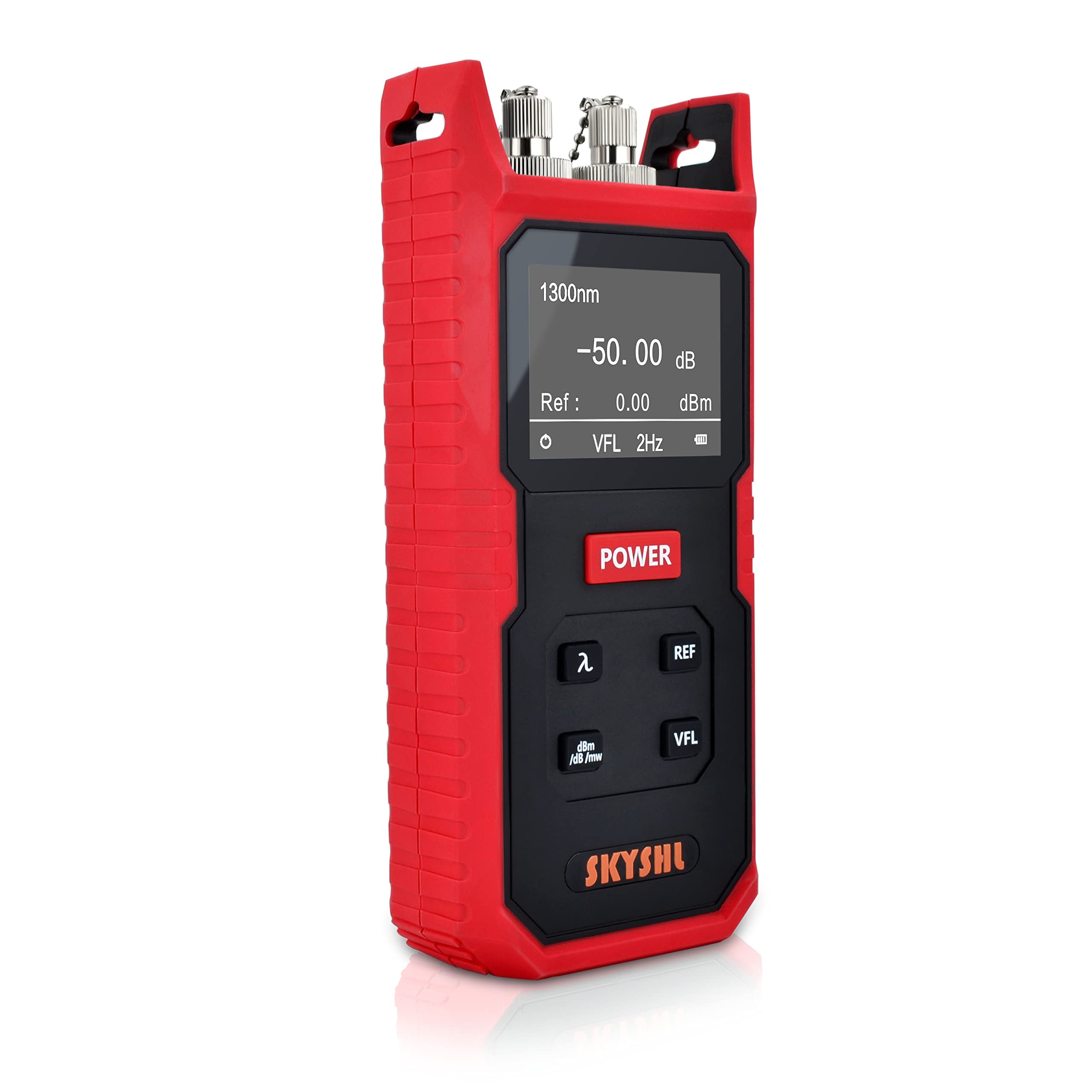 800nm~1700nm Misuratore di Fibra Ottica Potenza(VFL Integrato) -50~+26dBm Optical Fiber Power Meter con Connettore Universale da 2,5mm,SC,FC,LC UPC Adattatore(SS101PVC)