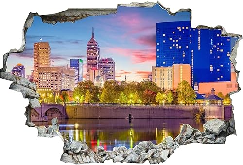 Miniatura 6 de Calcomanías de pared rotas 3D Memphis Tennessee TN Downtown Drone Skyline de 36 x 24 pulgadas, vinilo de pared extraíble, despegar y pegar,