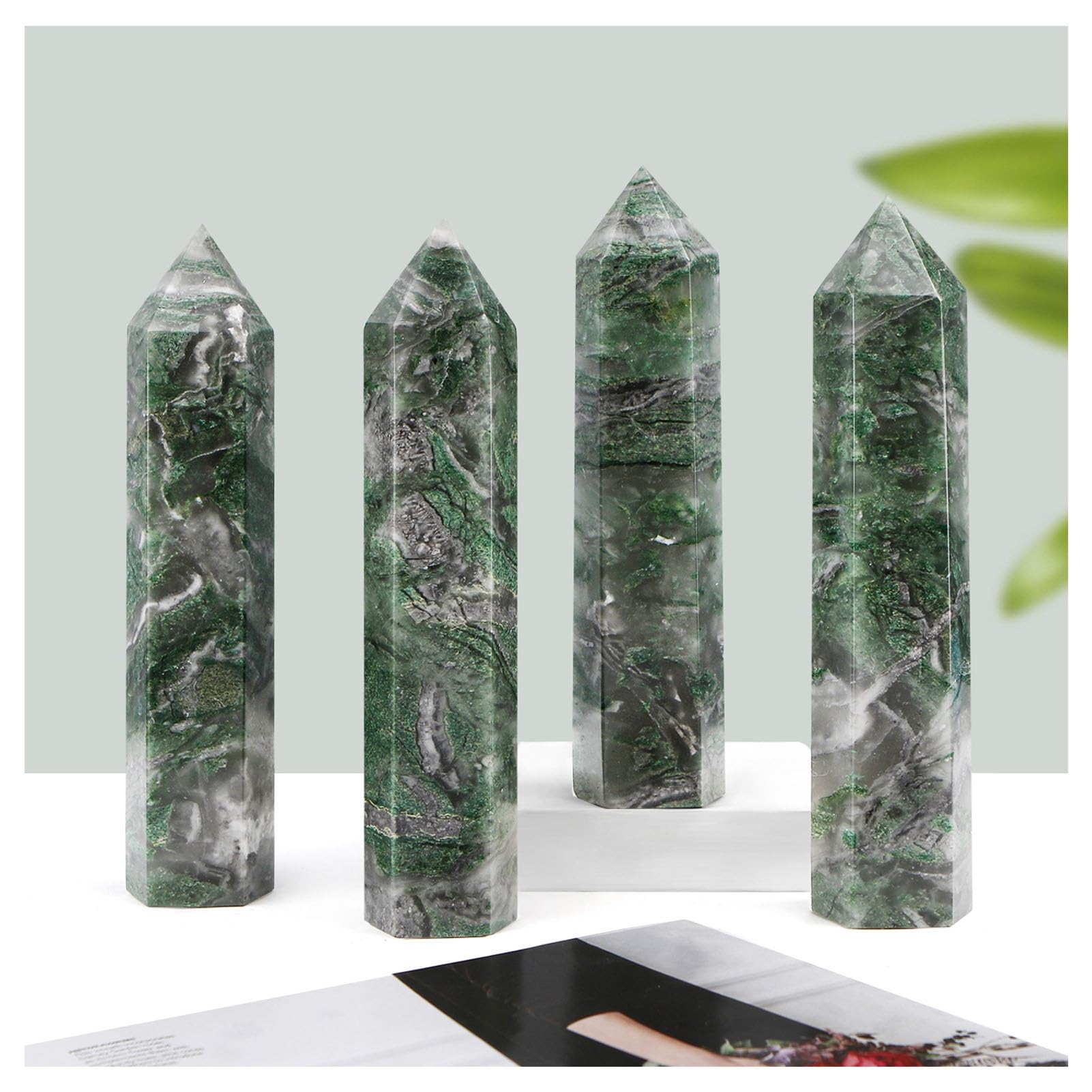 Torre in pietra giada africana naturale, grande obelisco a punta esagonale | Grande pietra smeraldo pietra curativa bacchetta cristallo per meditazione spirituale, decorazione per casa con pietre