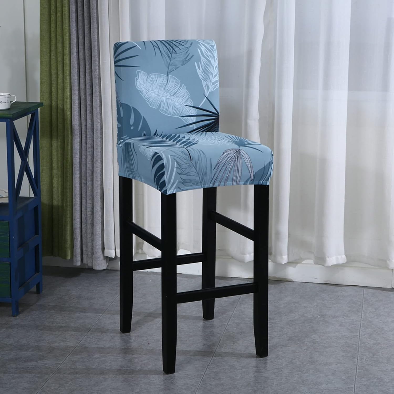 Stretch Bar Stool Covers Set of 4,Pub Chair Slipcover Counter Height Chairs Covers Counter Stool Cover for Back Chair bar Stool Chair Kitchen Dining Room Cafe Furniture,01