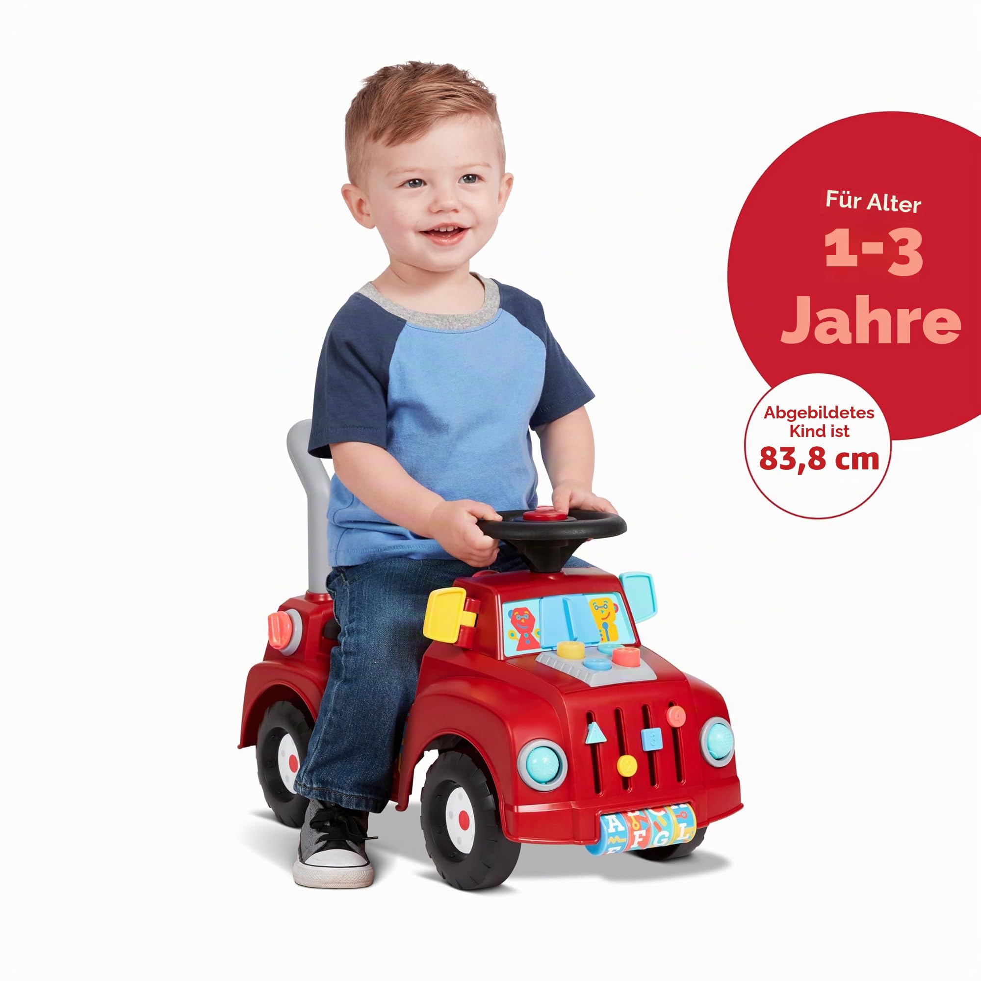 Radio Flyer Tinker Truck mit Lichtern und Geräuschen, Rutschspielzeug, Mitfahrspielzeug für Kleinkinder, für Kinder von 1–3 Jahren, Rot