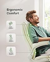 Vista 4 de Marsail Executive Office Chair with Flip-up Armrests,PU Leather Ergonomic Desk Chair Height-Adjustable Swivel Rolling Desk Chair (White)