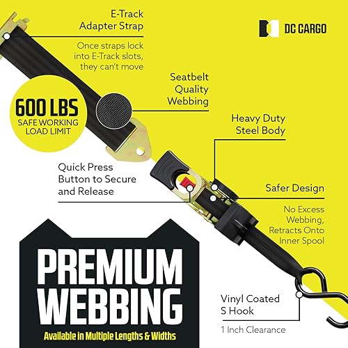 Miniatura 37 de DC Cargo Mall Correa de trinquete retráctil para barco, kit de Gunwale resistente y correas de amarre de popa y correas de alta resistencia de 2 x