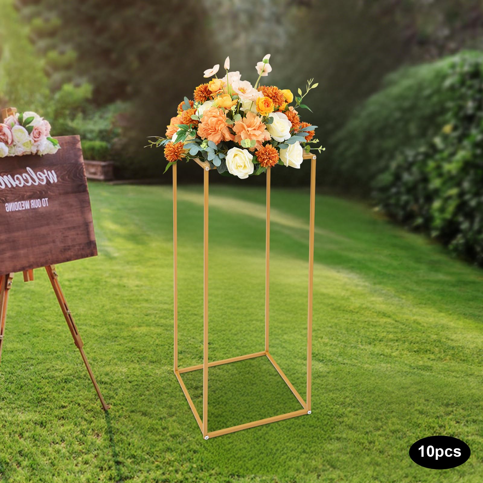 Set di 10 supporti per fiori in metallo dorato, altezza 80 cm, per matrimoni, feste, decorazioni per la casa