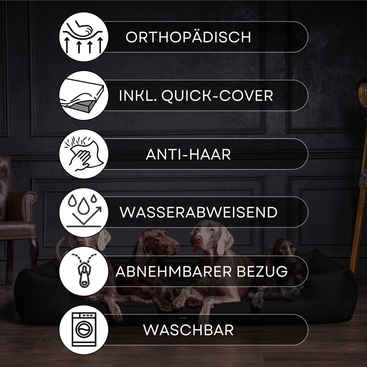tierlando® Orthopädisches Hundebett Goofy für große Hunde XL bis XXXL mit waschbarerem Polyester-Bezug, ideal bei Gelenkproblemen Größe: 110x90cm | Farbe: 02 Graphit