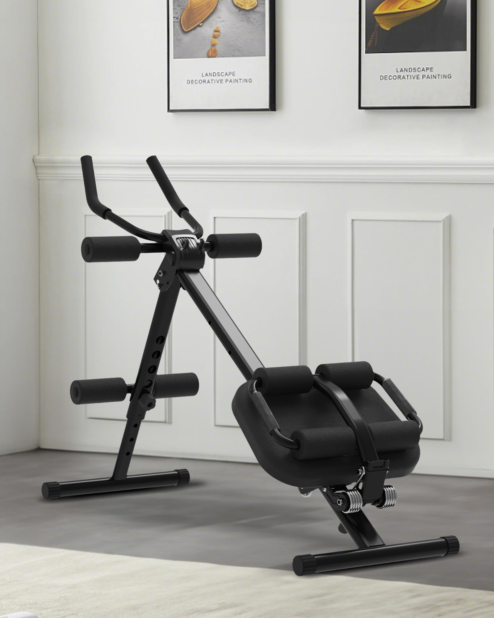 GuuG Bauchtrainer Bauchmuskeltrainer, Kohlrabenschwarz | Für Zuhause, Klappbar, Sit up Machine, Home Gym Equipment