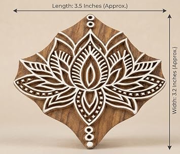 Wooden Textile Stamps Indian Lotus Decorative Border Painting Stamp PB2803A by Knitwit
