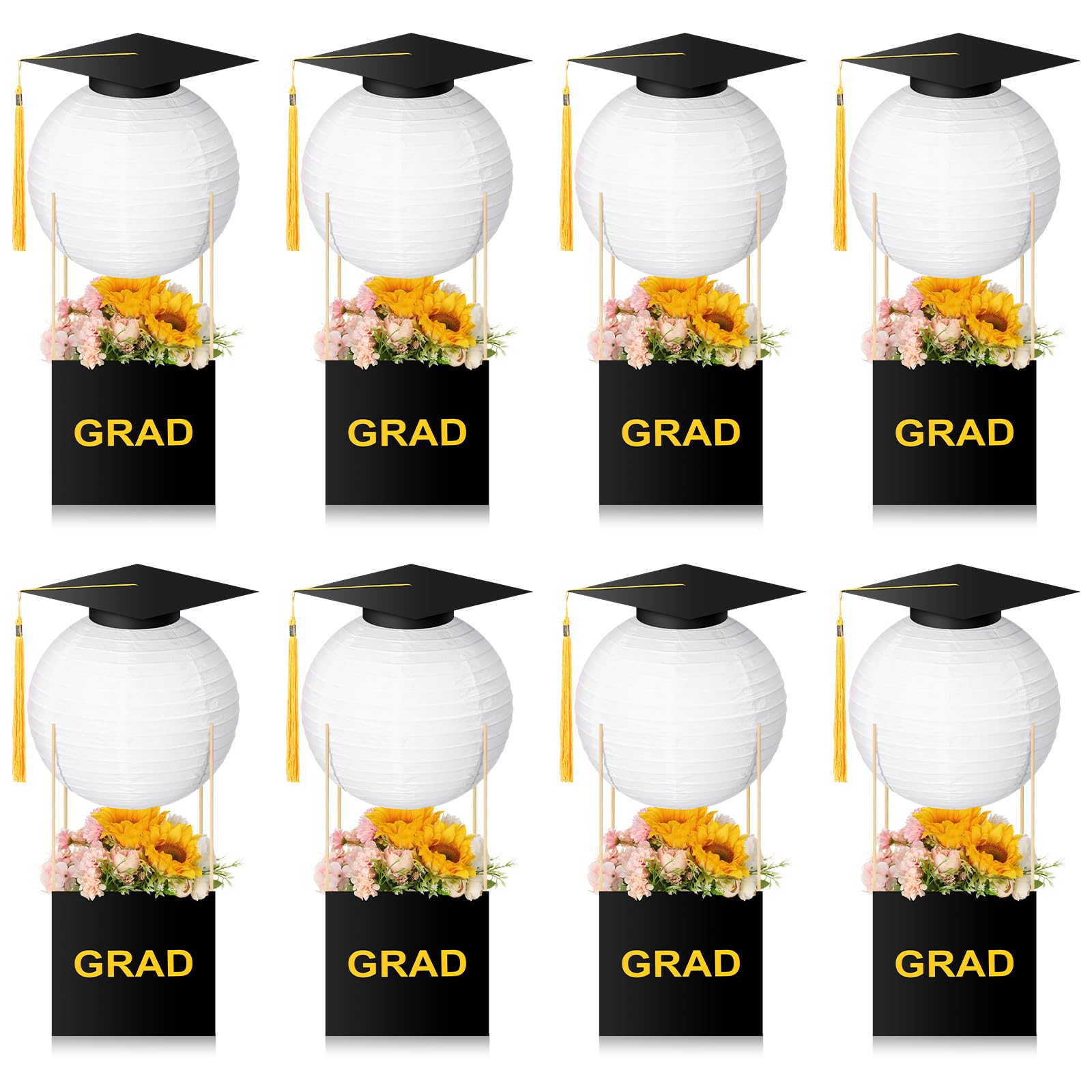 Arrowbash 8 Pcs Grad Hat Paper Lantern Graduation Table Centerpiece Boxes Graduation Cup Lanterns Congrats Graduation Cap Flower Box Decoration Gifts