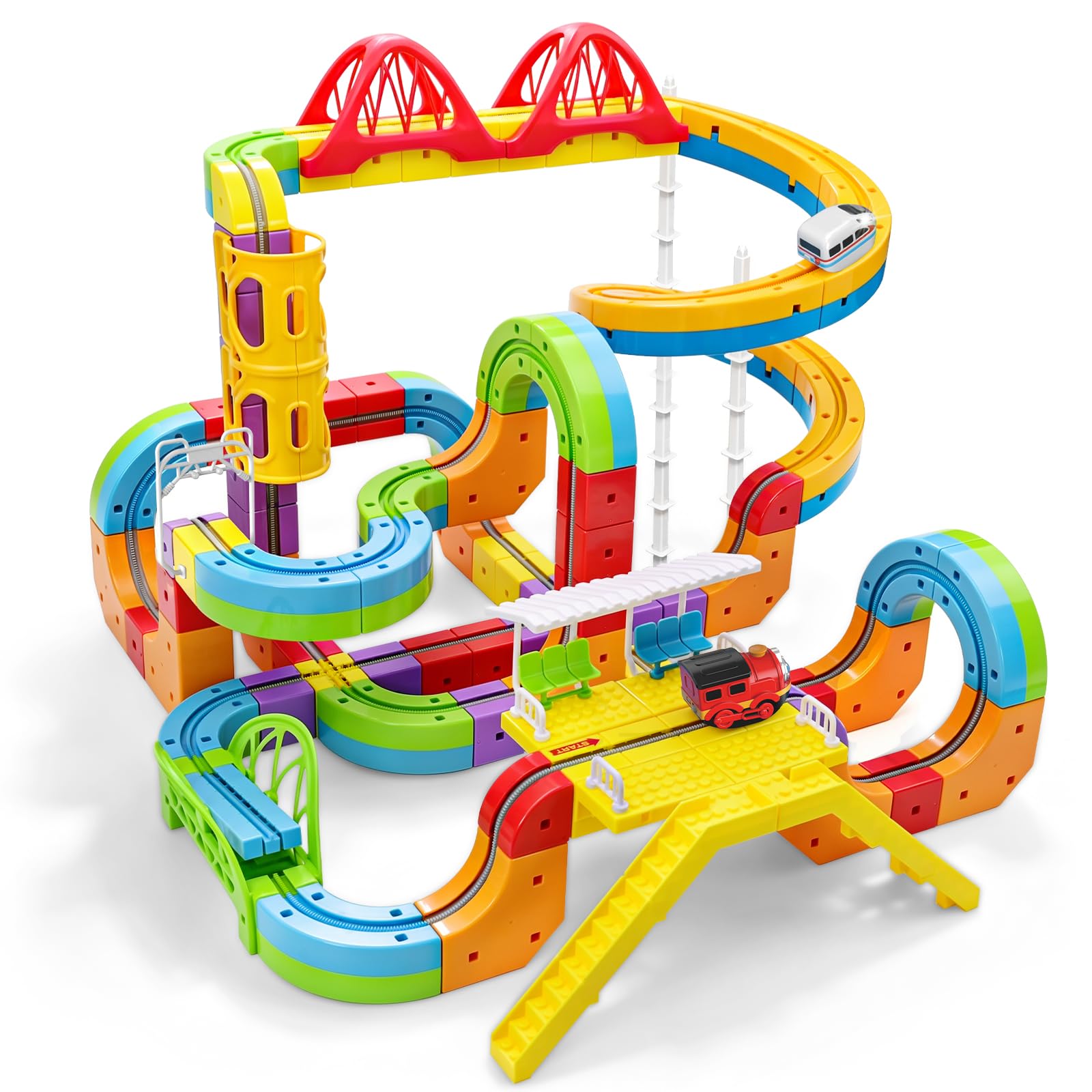 3D Track Electric Train Set,193 PCS Building Toy for Boys & Girls Age 3+