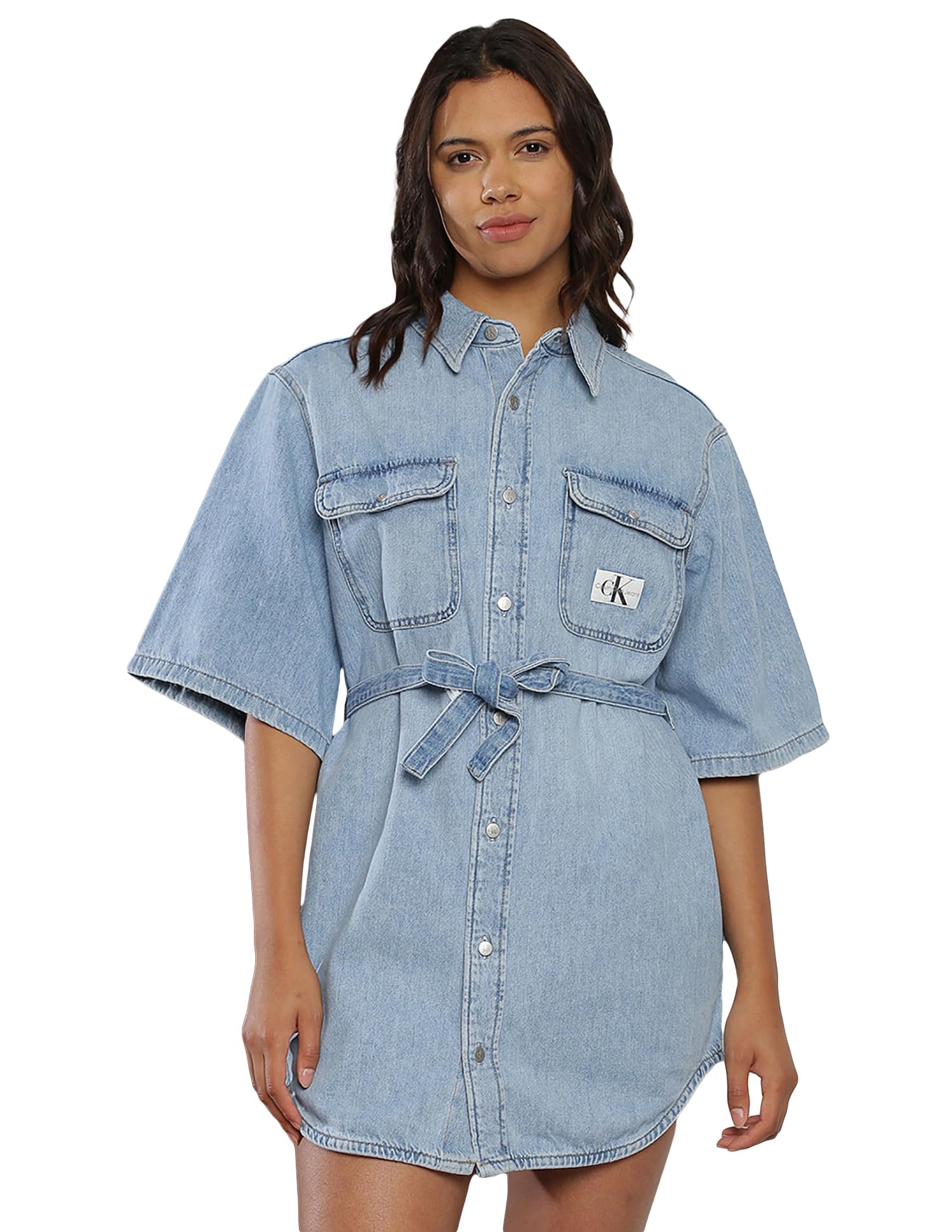 Calvin Klein Jeans Women Denim Dresses Dress L Denim Light