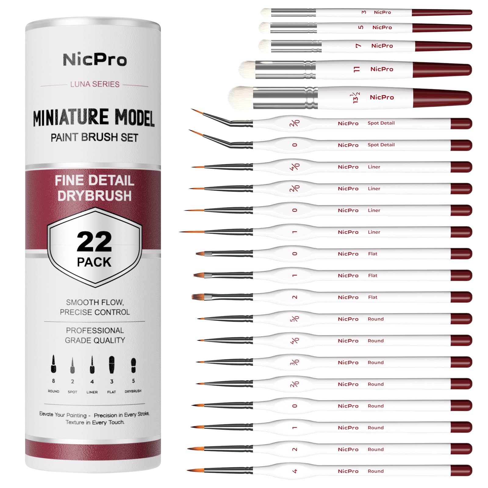 Miniature Paint Brushes Drybrush - 22PCS Model Paint Brush Set