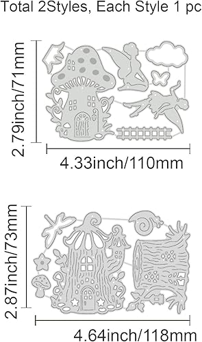 Miniatura 2 de GLOBLELAND Juego de 2 troqueles de corte de metal para sala de hongos de fantasía para manualidades, álbumes de recortes, festivales, cumpleaños,
