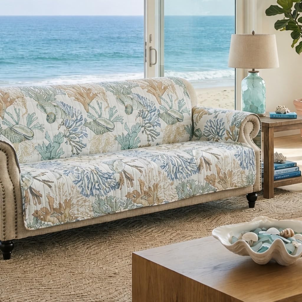 Barefoot Bungalow Atlantis Reversible Slipcover - Furniture Protector - Sofa - Jade