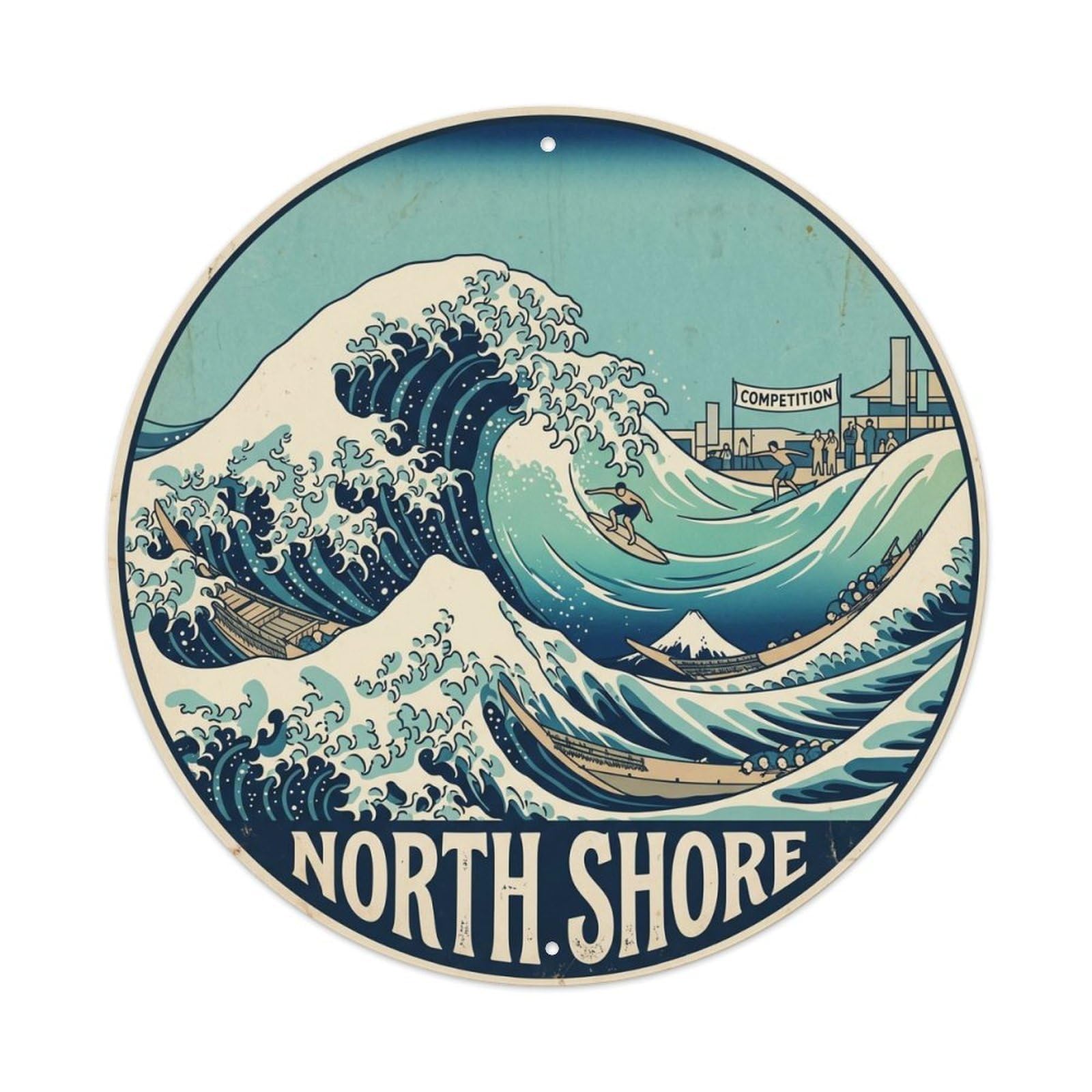 Hawaii North Shore Surf Coastal Island Travel Metal Tin Sign