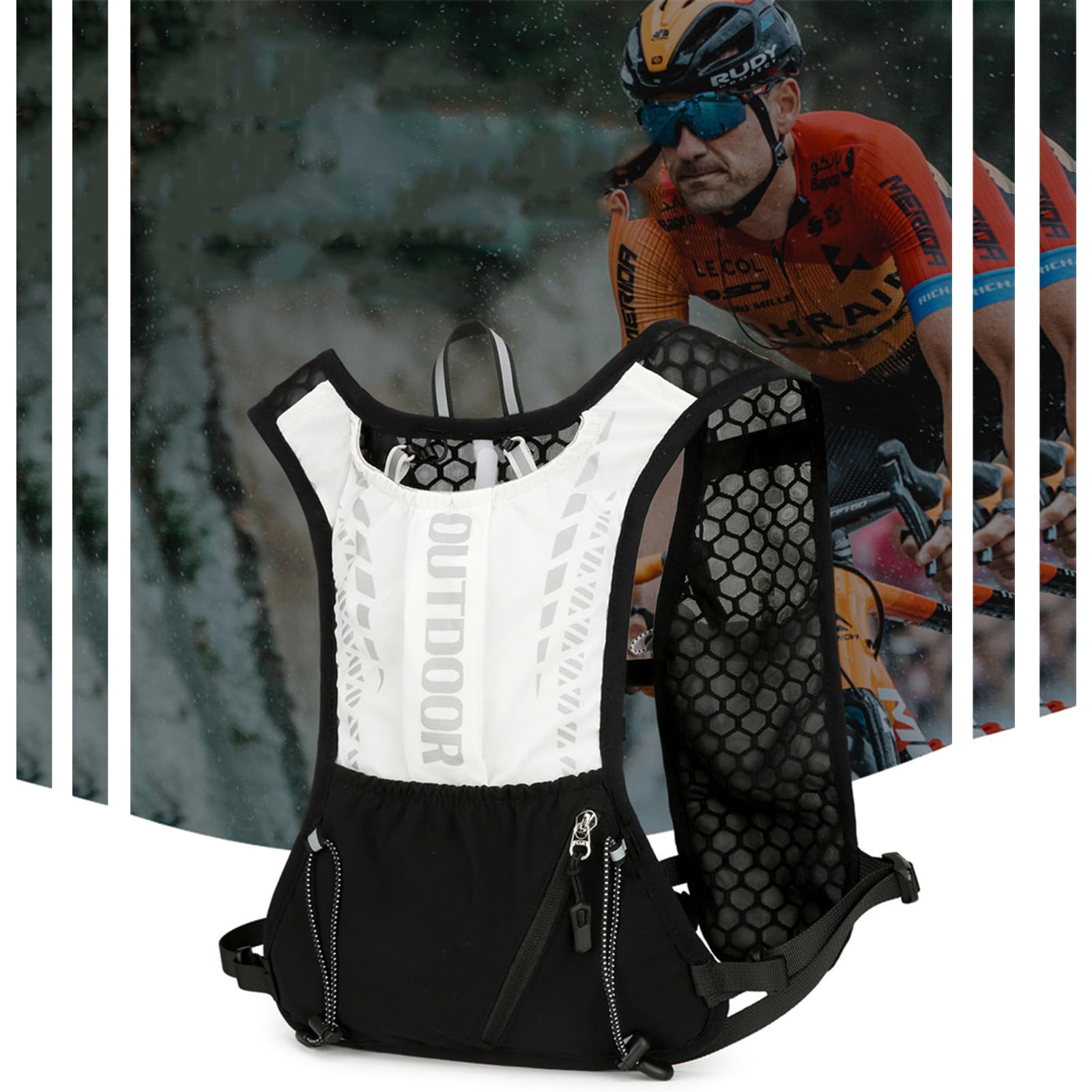 Laufweste für Damen und Herren, Laufrucksack mit 1.5L-Trinkflasche und Reflex-Strichen, Ultraleicht Trinkrucksack Fahrrad Trinkweste Laufen Wasserrucksack für Laufen Marathon Jogging Radfahren MTB
