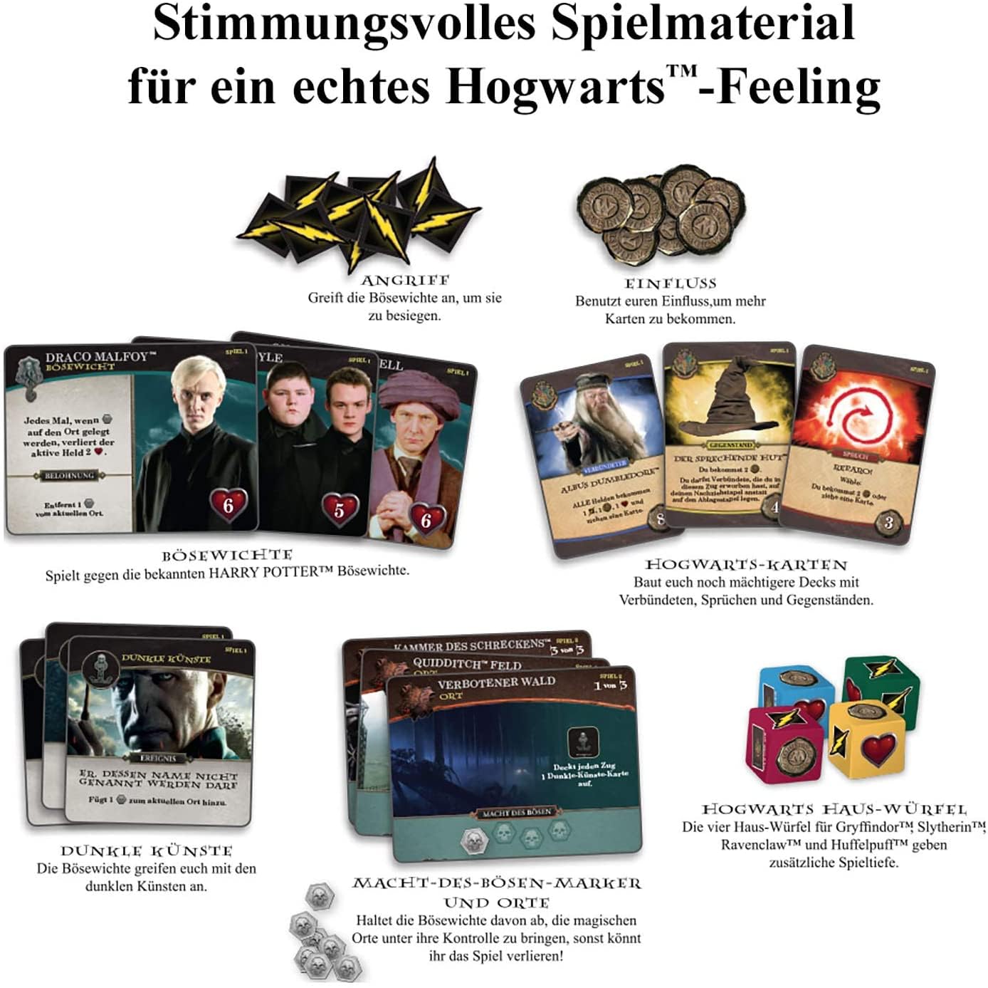 KOSMOS Harry Potter Kampf um Hogwarts - Das kooperative Spiel ab 11 Jahre | Für 2-4 Personen, Hogwarts Battle deutsch, 7 Schuljahre, In 7 Etappen die Kinofilme erleben