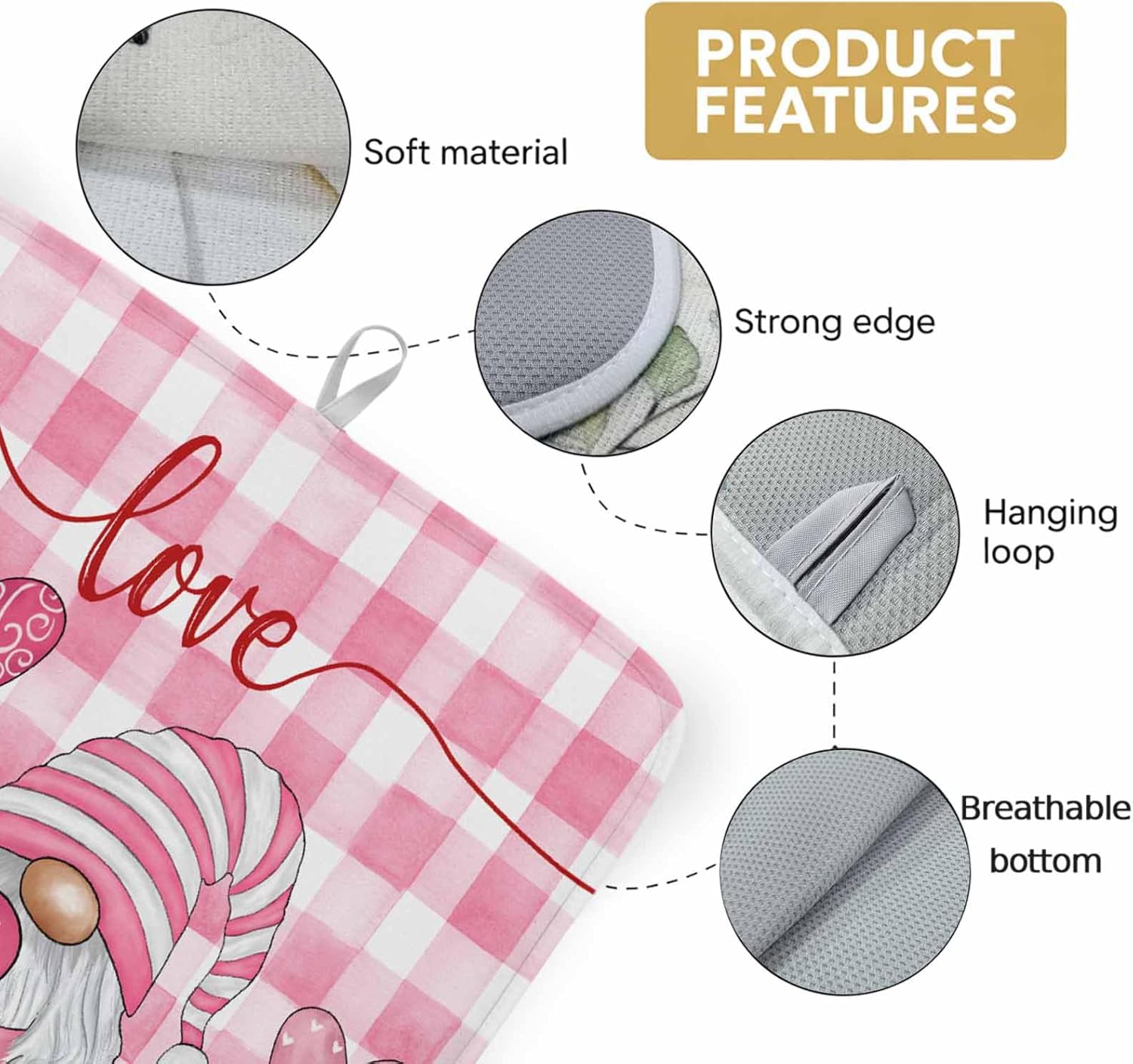 水切りマット 洗える 吸水 速乾 ハートの木 バレンタイン ピンクピグミー キッチン 食器乾燥マット 丸めて収納 滑り止 皿置きディ