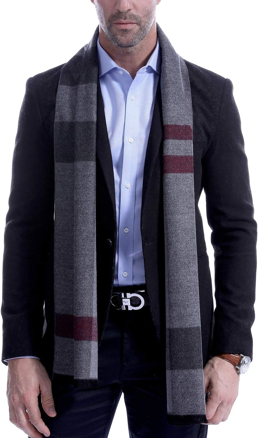 Men's Scarf, Fashion Cashmere Feel Scarves for Men Winter Autumn with Tassels Long Tartan