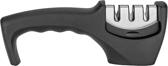 Professional Knife Sharpener | Knife Sharpener | 3 Step Sharpener | All Types of Steel and Ceramic Knives Even Ham Knife | Non Slip Base