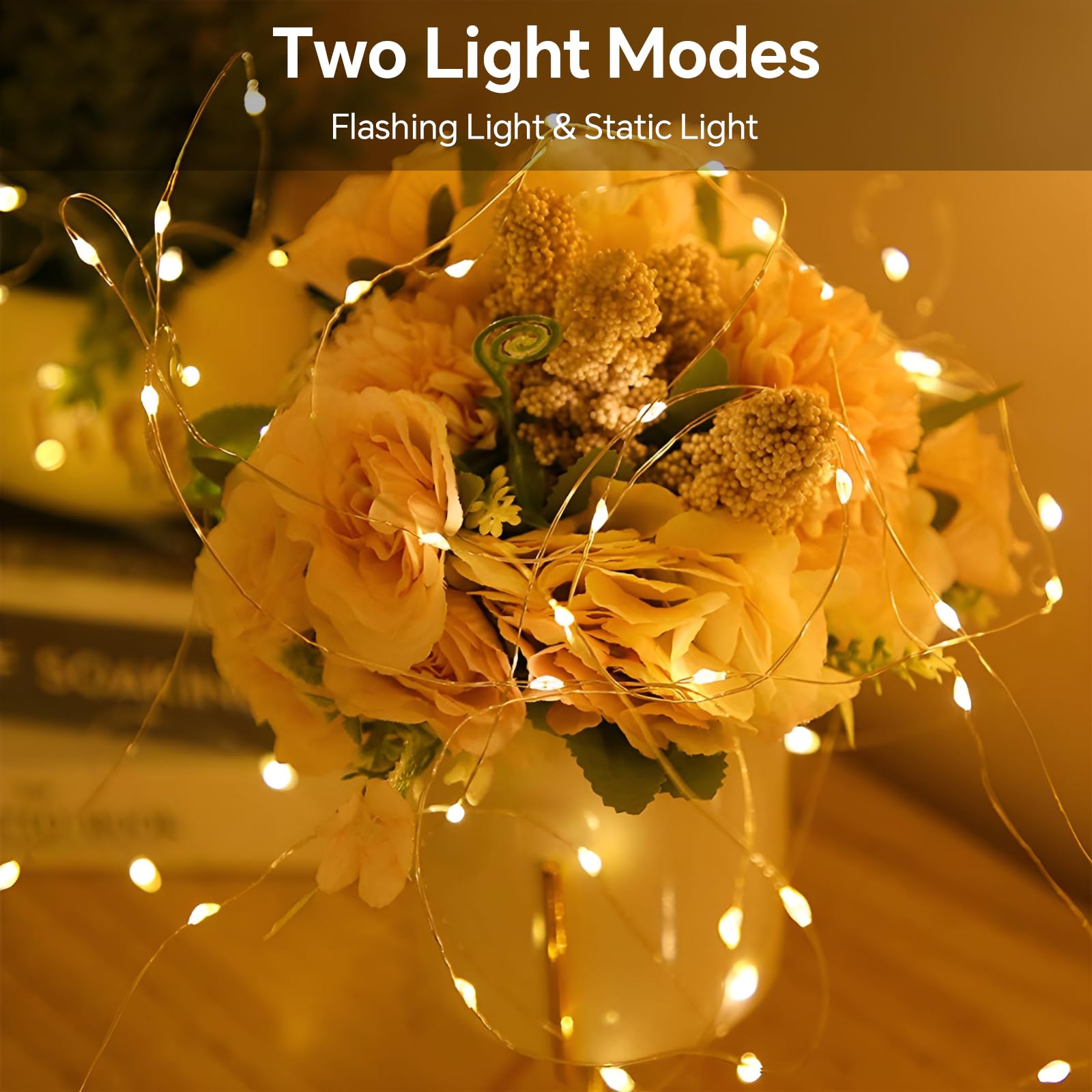 A2ZWORLD Stringa Led a Batteria, Filo Led 5,2m con 50 Luci