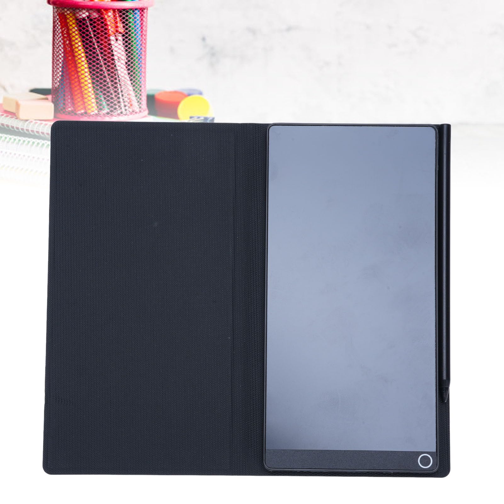 LCD Writing Tablet, 6.5 Inch Full Screen Digital Notepad for Kids and Adults, Erasable Pad with Pen and Leather Cover for Drawing, Drafting, Leaving Message, Black — view 3