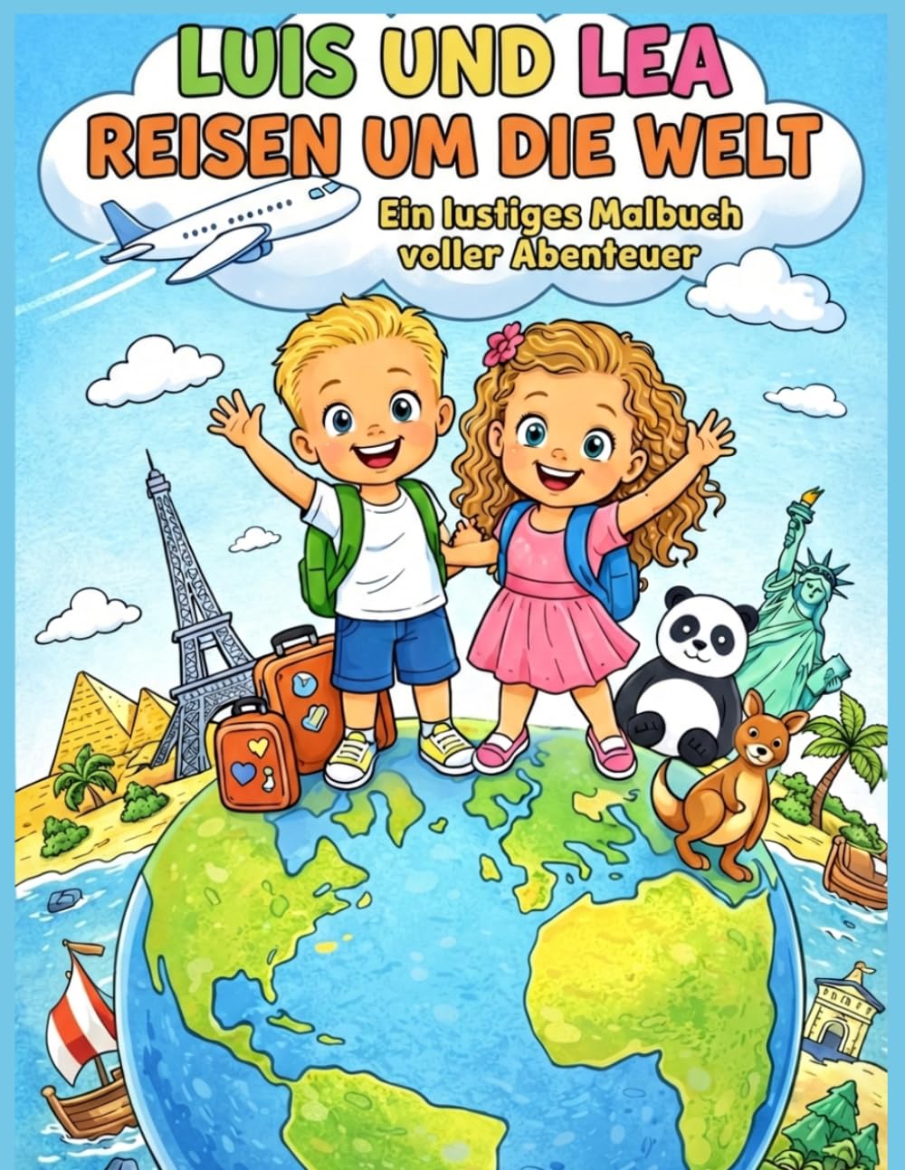 Luis und Lea reisen um die Welt: Ein lustiges Malbuch voller Abenteuer