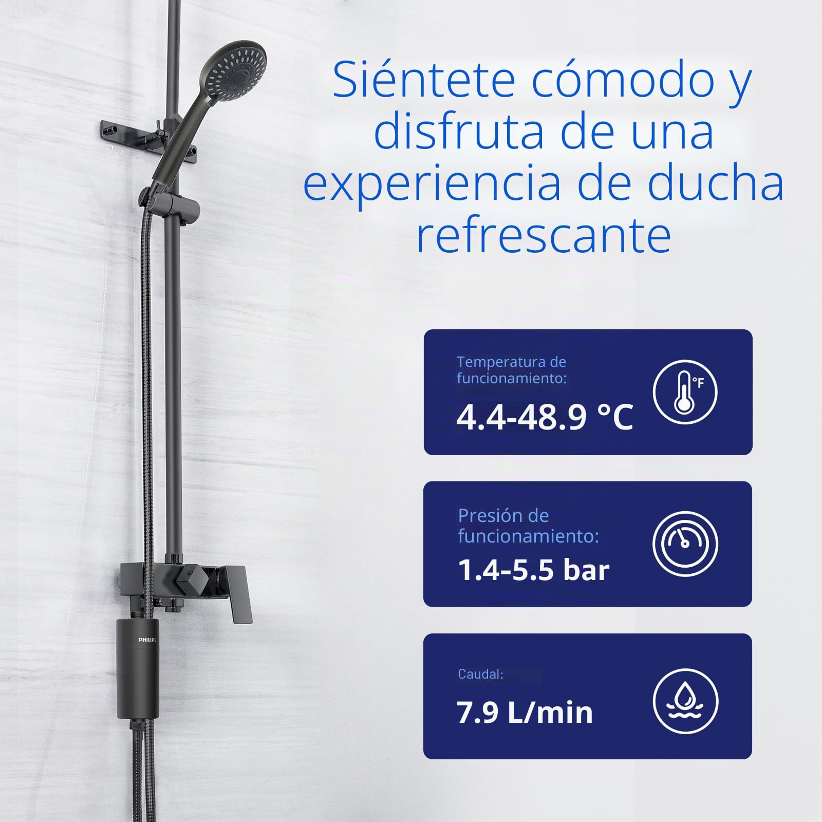 PHILIPS AWP1775BK/37 - Filtro de agua para cabezal de ducha, color negro