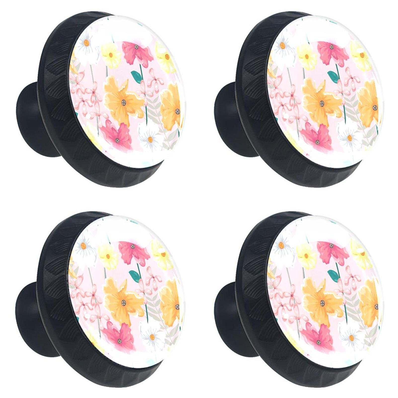 Boutons de tiroir en cristal fleur rose bouton de meuble armoire placard cuisine 30mm
