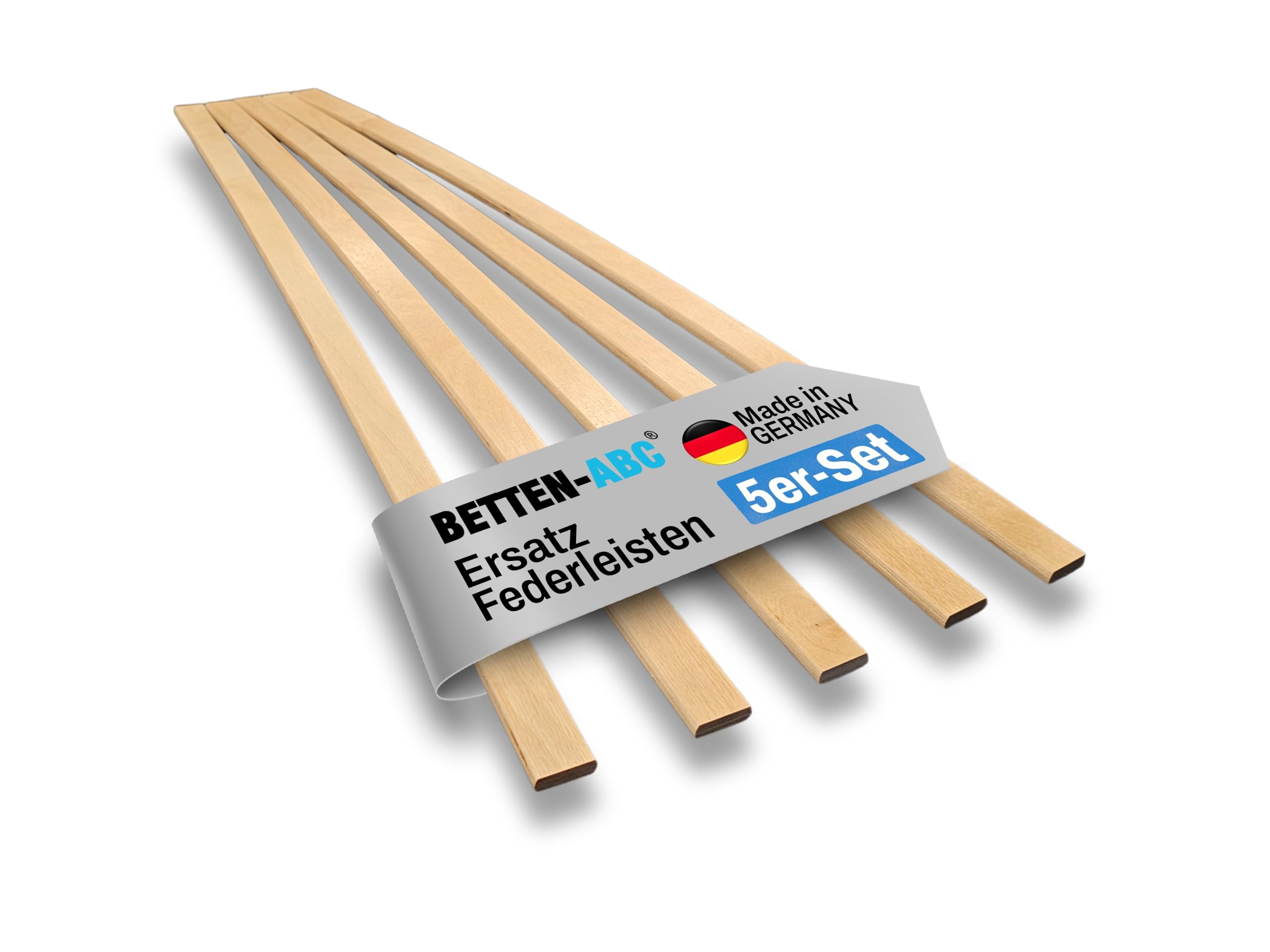 Betten-ABC – Ersatz Federholzleisten – 5er Set – Länge für 140 cm (1380 mm) – Breite 24 mm – für viele gängige Lattenroste geeignet – Farbe Natur - hergestellt aus Schichtholz in Deutschland