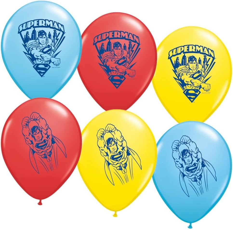 PioneerParty Group Officially Licensed DC Comics 12-Inch Latex Balloons, 6-Count, Superman Assorted Colors