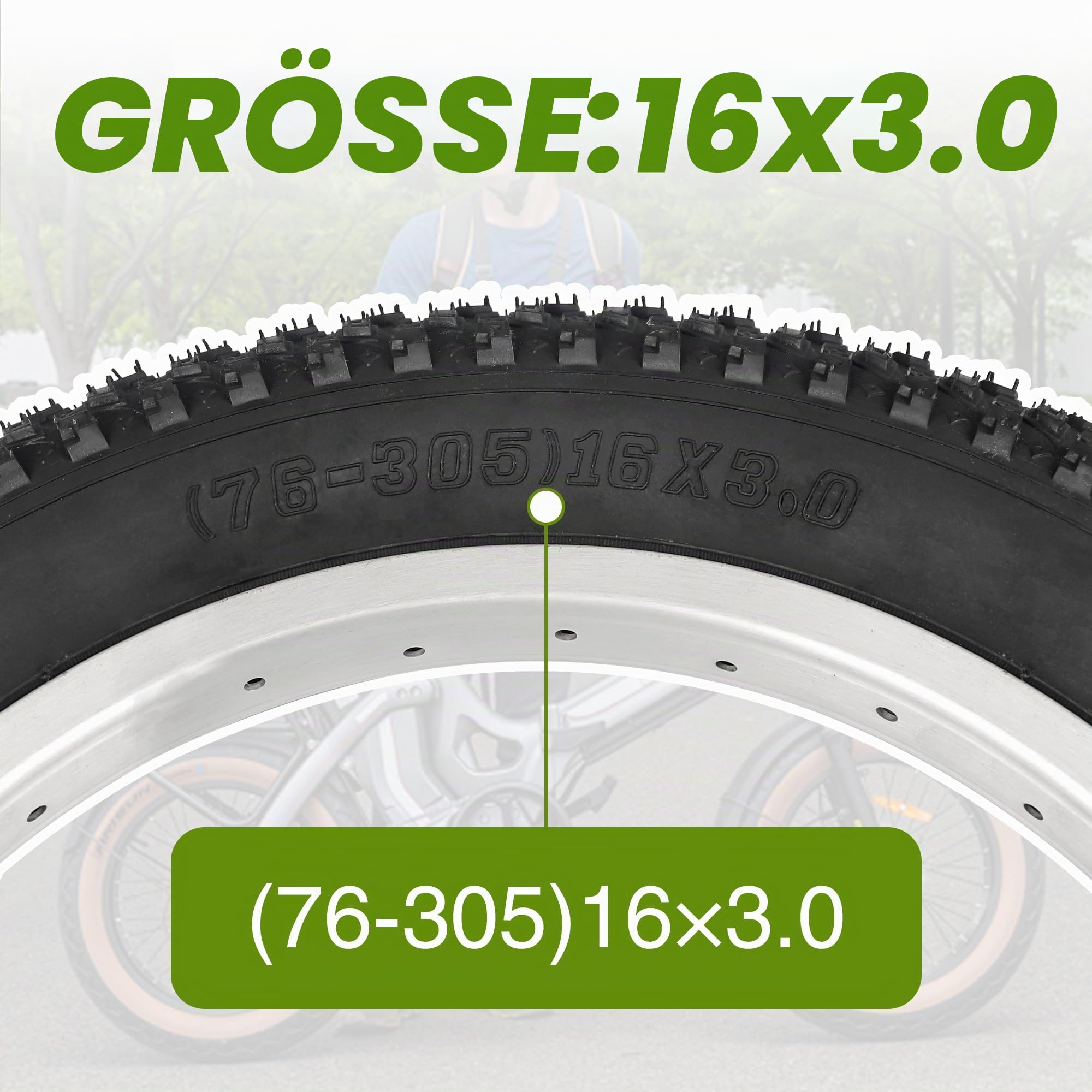 Fat Bike Reifen 16x3.0/20x3.0 Faltbarer E-Bike Reifen 76-305/76-406