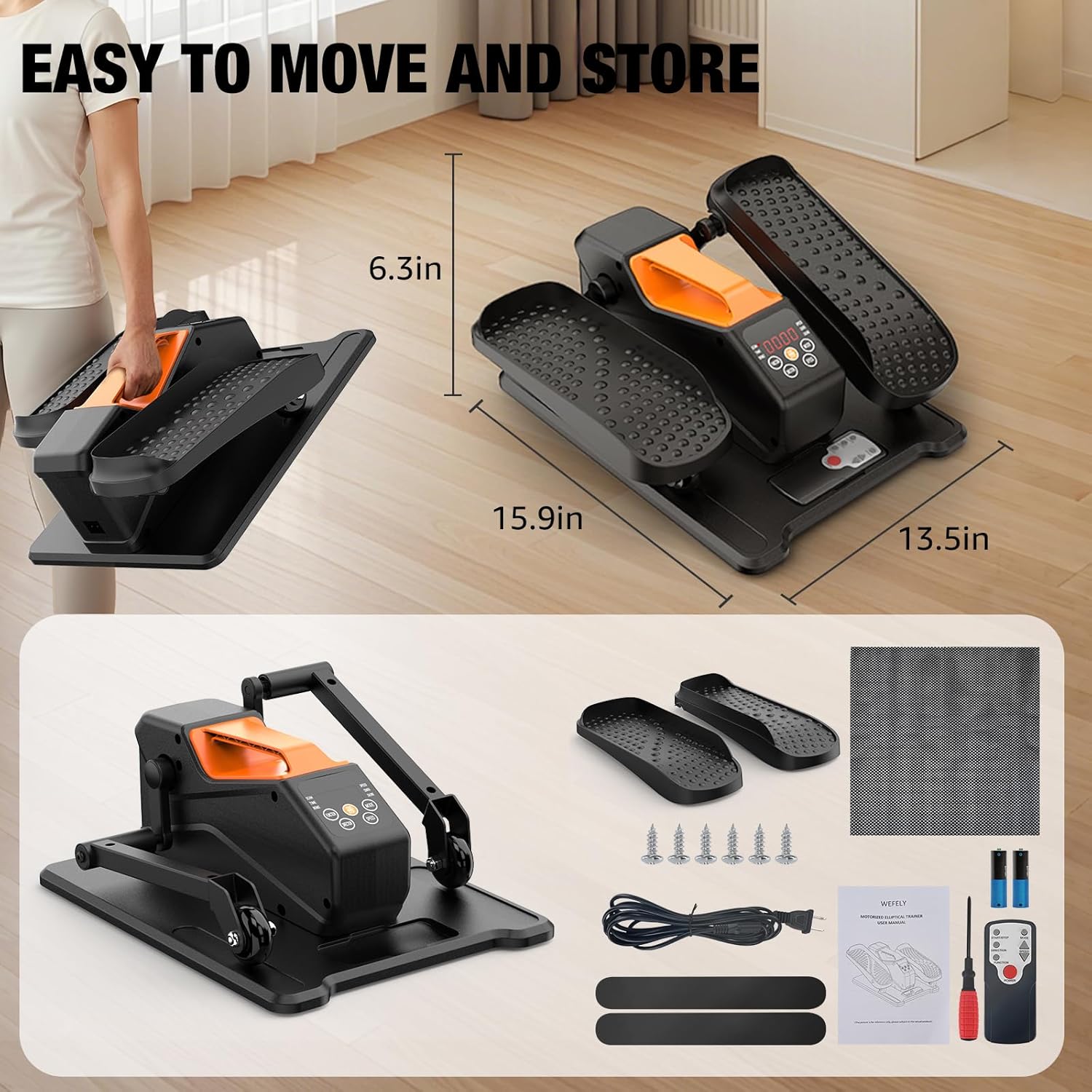 Under Desk Elliptical, Electric Leg Exerciser While Sitting for Seniors Adults, Portable Quiet Elliptical Exercise Machine, Seated Pedal Exerciser with Remote Control, 12 Adjustable Speeds