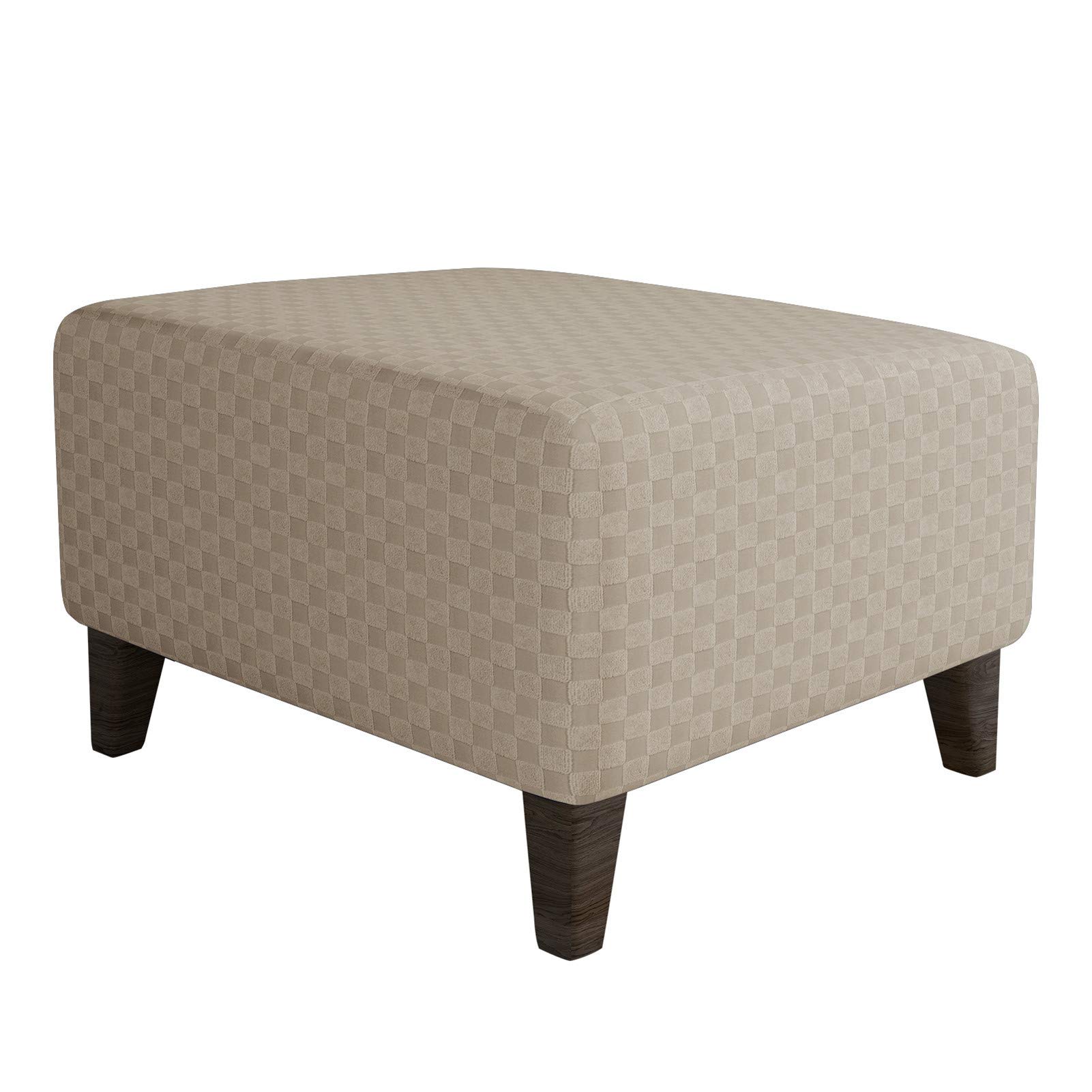 Xjhkg Khaki Foot Stool Cover Rectangle, Machine Washable Stretch Jacquard Storage Ottoman Foot Rest Cover Sofa Furniture Protector Slipcover (,Large)
