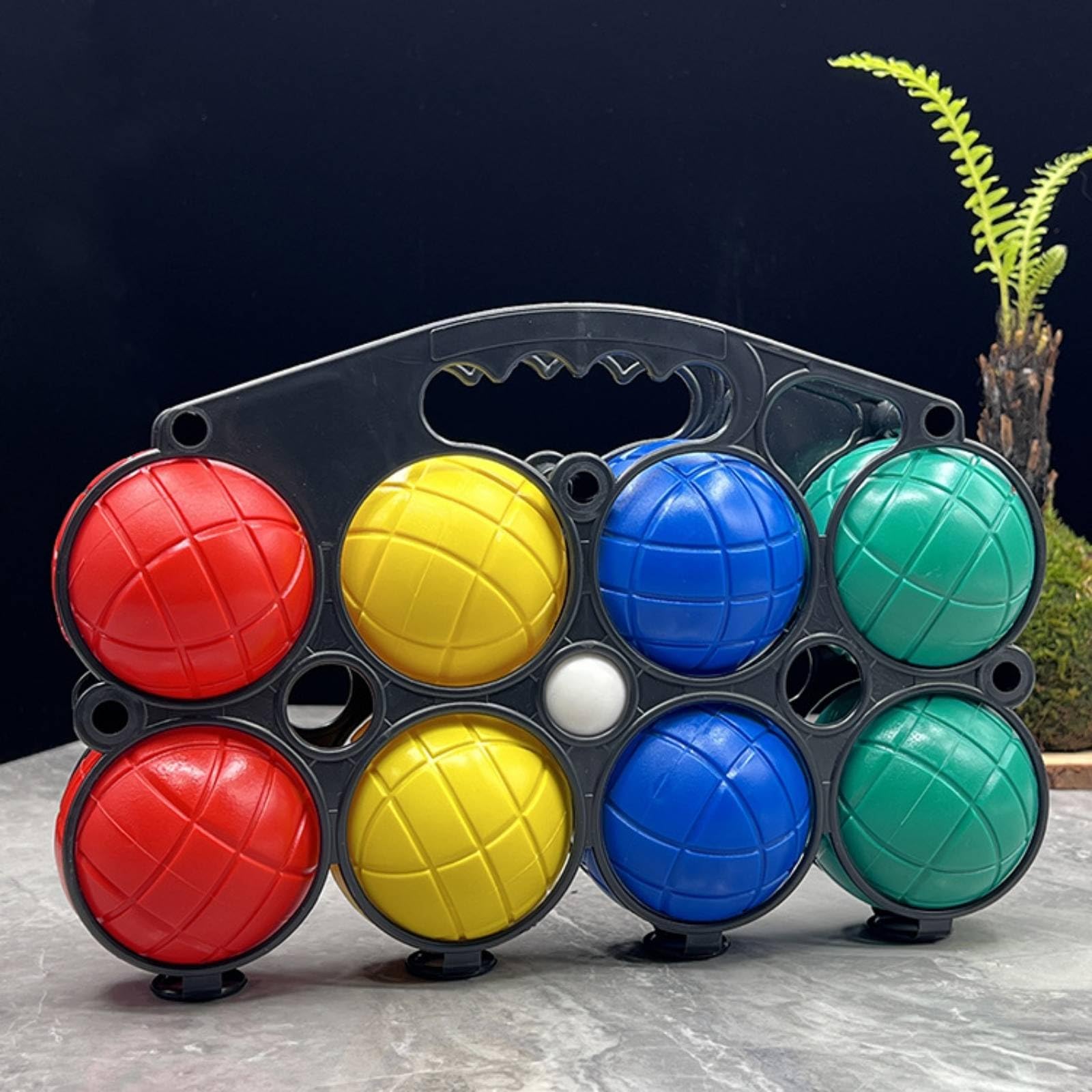 Juego de Bocce Set Juego de Bolas para Exterior con Relieve para Agarre y Bola Objetivo Portador con Huecos Asa de Transporte Material PVC Plástico Adecuado para Picnic Parque Playa