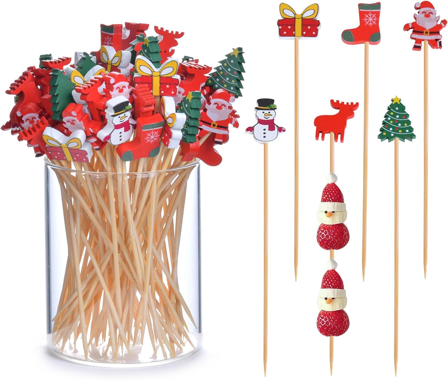 JtmyAota 100 Pack Christmas Decorations Toothpicks for Appetizers