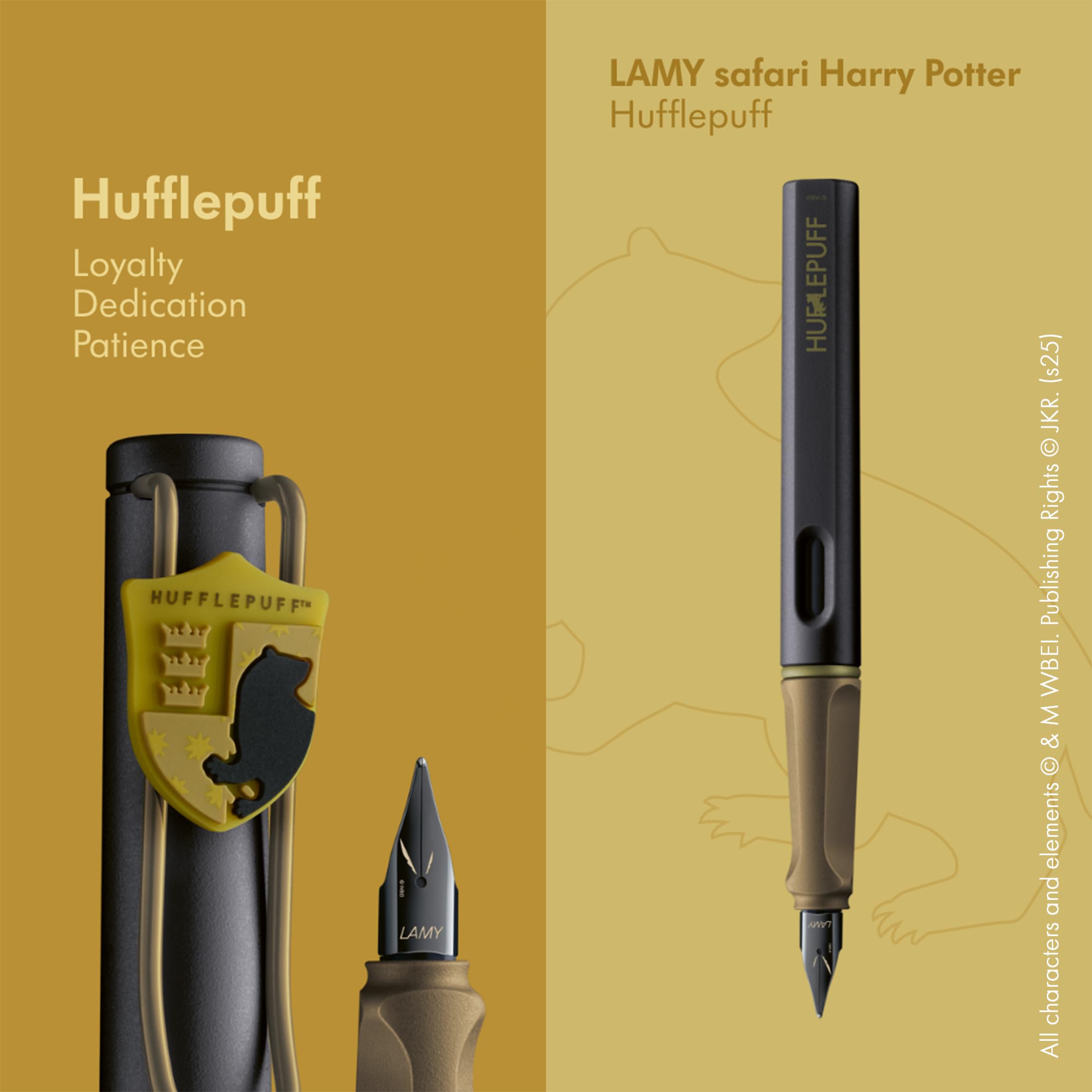 Lamy safari Harry Potter 4-częściowy zestaw piór wiecznych z herbem domów – stalówka o szerokości kreski EF – z ergonomicznym uchwytem – w zestawie wkład atramentowy T10 niebieski – dla osób
