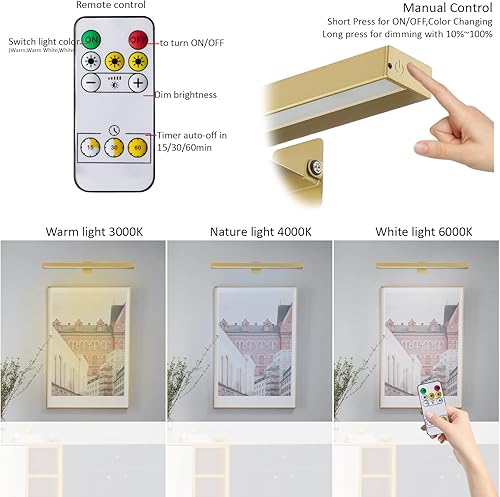 Miniatura 3 de MIOBLUE Luces de imagen recargables con control remoto, lámpara de exhibición de luz de pintura a pilas de 16 pulgadas con 3 modos de iluminación,