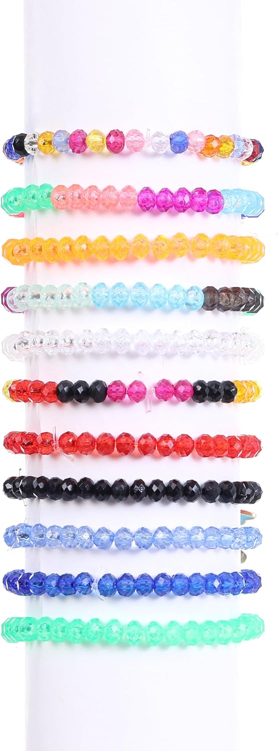 Ambitieux 24 colors Crystal Beads Jewelry Making Kit for Girls – 1550+ Pcs DIY Bracelet Making Supplies with Colorful Faceted Beads, Charms, Elastic Thread & Accessories | Birthday Gift Craft Set for